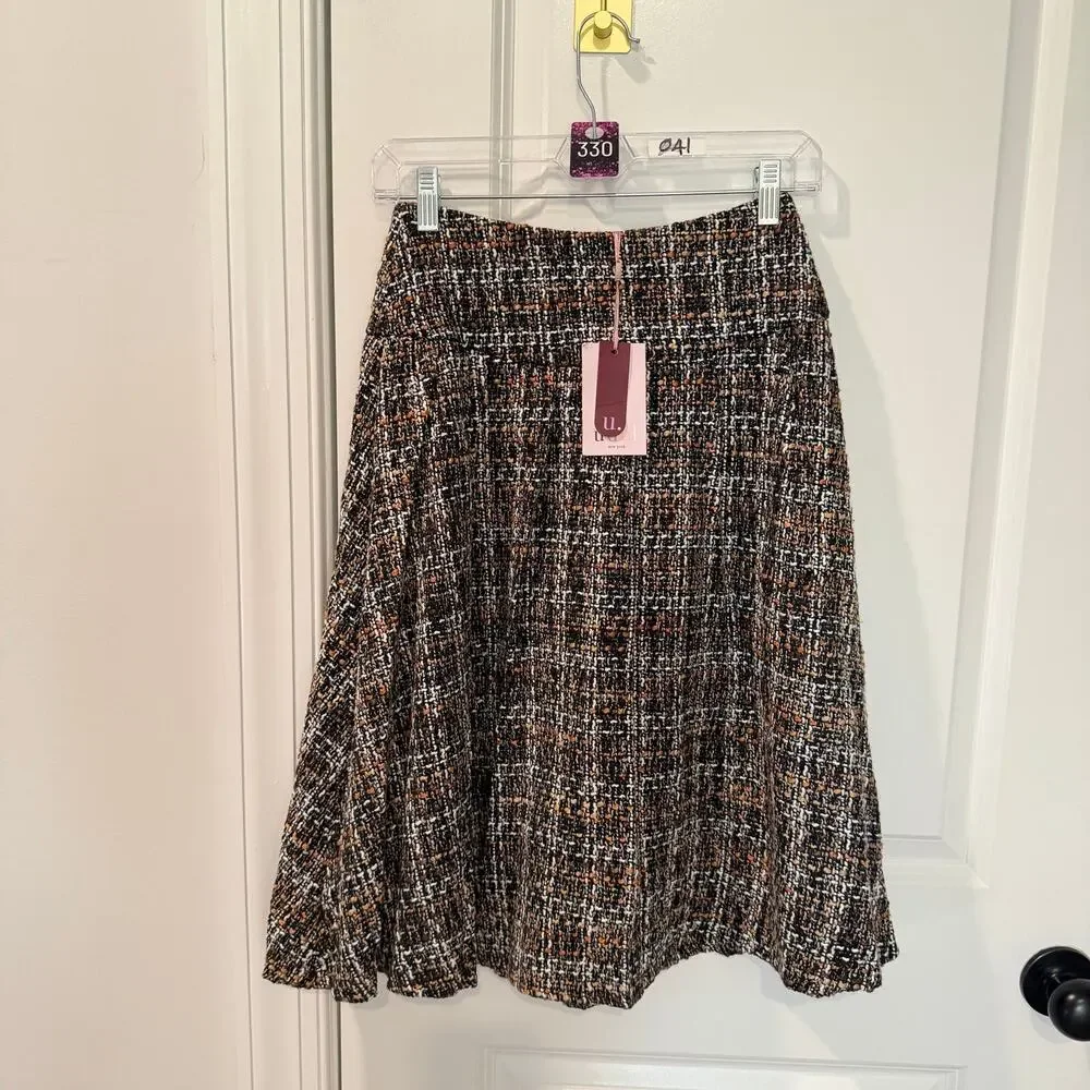 NWT $69 UDEL S Tweed Pleated Skirt